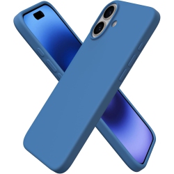 ORNARTO Compatible With Iphone 16 Plus Case 6.7", Liquid Silicone 3 Layers Full Covered Soft Gel Rubber Phone Case, Shockproof Protective Cover-Blue