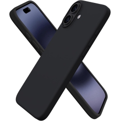 ORNARTO Compatible With Iphone 16 Plus Case 6.7", Liquid Silicone 3 Layers Full Covered Soft Gel Rubber Phone Case, Shockproof Protective Cover-Black