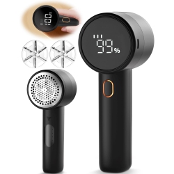 NONE Fabric Shaver Lint Remover, Rechargeable Electric Lint Shaver USB, 6-Blade for Clothes Upholstery Furniture, Dark In Black