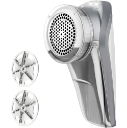 NONE Fabric Shaver And Lint Remover, Battery Operated Portable Lint Shaver, 2 Replaceable 6-Leaf Blades, Cream/gray