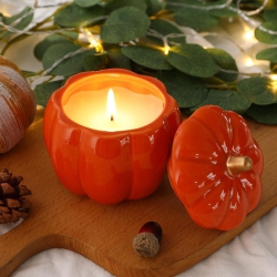 YOULIGHTS Fall Decor-Fall Candle \w Ceramic Pumpkin Jar-Pumpkin Spice Candles for Home, Autumn Pumpkin Candle Decor- Halloween Thanksgiving Gift