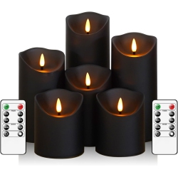 YOULIGHTS Flameless Flickering Candles With Remote Battery Operated Candles With Timer, Set Of 6 Led Pillar Candles for Home Decor Christmas Halloween