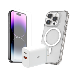 LBT Bundle: Tuff8 Clear Mag Case, Tempered Glass, 30W Pd Charger for Iphone 16 Pro Max