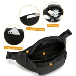 ISTAR 1PC Fashion Casual Waist Bag, Running Sports Outdoor Waterproof Crossbody Bag