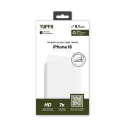 TUFF8 Tempered Glass Screen Protection With Auto Installer Kit for Iphone 16