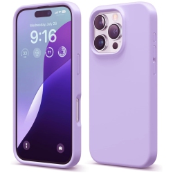 CSMART [Cs] Slim Soft Liquid Silicone Gel Rubber Case Back Cover for Iphone 16 Pro Max, Light In Purple