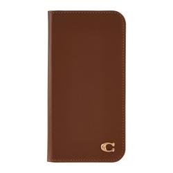COACH Leather Folio Iphone 16 Fitted Hard Shell Case - (Hazelnut) In Brown
