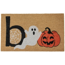 NORTHLIGHT Boo Ghost Natural Coir Halloween Doormat - 30" - Beige And In Orange