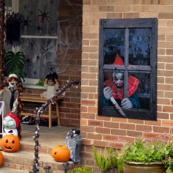 NORTHLIGHT Creepy Clown Scary Halloween Window Decoration - 47
