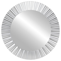 NORTHLIGHT Contemporary Fluted Round Wall Mirror - 20" - Finish In Silver