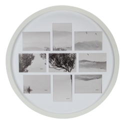NORTHLIGHT Round Wall Collage With 9-Picture Slots - for 3.5" X 5" Photos - 20.75"- In White