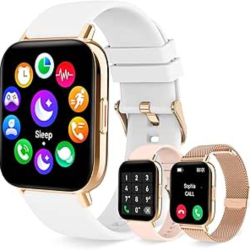 PRIME MADE Smart Watch for Women (Call Receive/dial) Activity Fitness Tracker \w Pedometer Heart Rate Ai Voice Control Sleep Monitor 1.85" HD Full