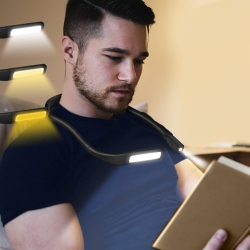 YOULIGHTS Led Neck Reading Light, 3 Colors & 6 Brightness Book Light, Christmas Gifts Adjustable Rechargeable Lamp, Stocking Stuffers for Women