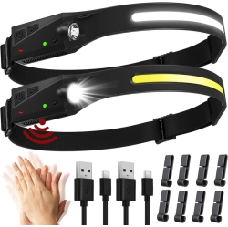 YOULIGHTS Headlamp Rechargeable, 2 Pack Super Bright 350 Lumens, 6 Modes 1200Mah, 230° Wide Beam Headlamp, Ipx6 Waterproof for Hiking Running