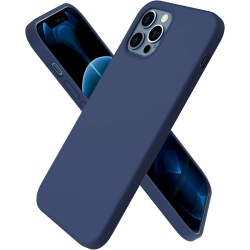 ORNARTO Compatible \w Iphone 12 Case 6.1 And Iphone 12 Pro Case, Slim Liquid Silicone 3 Layers Full Covered Soft Gel Rubber Case Cover 6.1 Inch-Navy