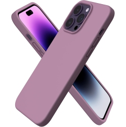 ORNARTO Compatible With Iphone 14 Pro Max Case 6.7, Slim Liquid Silicone 3 Layers Full Covered Soft Gel Rubber Case Protective Cover 6.7 Inch-Lilac
