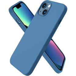 ORNARTO Compatible With Iphone 13 Case 6.1, Slim Liquid Silicone 3 Layers Full Covered Soft Gel Rubber Case Cover 6.1 Inch-Blue