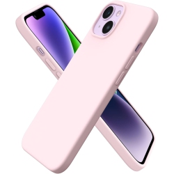 ORNARTO Compatible With Iphone 14 Case 6.1, Slim Liquid Silicone 3 Layers Full Covered Soft Gel Rubber Case Protective Cover 6.1 Inch-Chalk In Pink