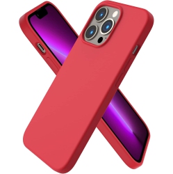 ORNARTO Compatible With Iphone 13 Pro Case 6.1, Slim Liquid Silicone 3 Layers Full Covered Soft Gel Rubber Case Cover 6.1 Inch-Red
