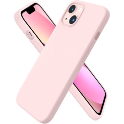 ORNARTO Compatible With Iphone 13 Case 6.1, Slim Liquid Silicone 3 Layers Full Covered Soft Gel Rubber Case Cover 6.1 Inch-Chalk In Pink