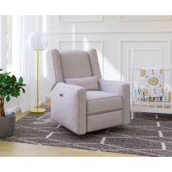 LIL ANGELS FURNITURE L'il Angels Contour Pedic Power Glider, Elegant Wingback Recliner With Swivel, USB Charging, And Ultimate Comfort - In Grey