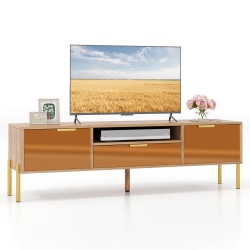COSTWAY Mirrored Tv Stand for Tv Up to 65" Modern Tv Console Table With Spacious Tabletop