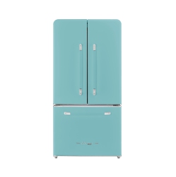 UNIQUE APPLIANCES Classic Retro 36-Inch 21.4 Cu. Ft. Frost Free French Door Counter Depth Refrigerator \w Built-In Ice Maker In Ocean Mist