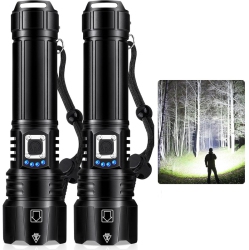 YOULIGHTS Rechargeable Flashlight, 2 Pack Led Flashlight, 12 Hours Battery Run Time, 5 Modes, Ipx6 Waterproof High Power Handheld Flash Light For