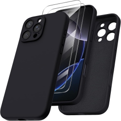 ORNARTO Compatible \w Iphone 16 Pro Max Case \w 2 X Screen Protector, Shockproof Liquid Silicone Gel Rubber Cover, Drop Protection Phone Case