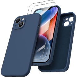 ORNARTO Compatible \w Iphone 14 Case, \w 2 X Screen Protector Liquid Silicone Gel Rubber Cover [Full Body] Shockproof Protective Phone Case-Storm