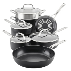 KITCHENAID Hard-Anodized Induction Nonstick Cookware Set, 11-Piece, Matte In Black