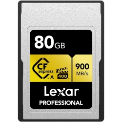 LEXAR 80GB Professional Cfexpress Type A Series Memory Card, Up to 900Mb/s Read, Cinema-Quality 8K Video, Rated Vpg 400 (Lca080G-Rneng) In Gold