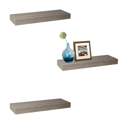 ITY INTERNATIONAL - Set Of 3 Mini Floating Wall Shelf, 16" X 5.1" X 1.5", Taupe In Grey