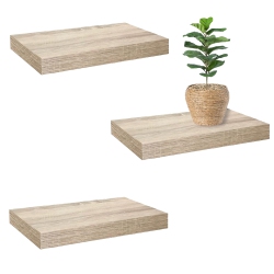 JESSAR - Set Of 3 Floating Wall Shelves, 15.75" X 9.25" X 1.5", Natural