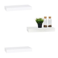 ITY INTERNATIONAL - Set Of 3 Mini Floating Wall Shelf, 16" X 5.1" X 1.5" In White