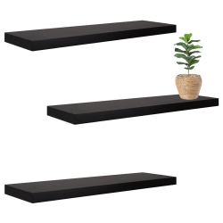 JESSAR - Set Of 3 Floating Wall Shelves, 31.5" X 9.25" X 1.5" In Black