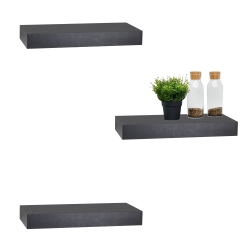 ITY INTERNATIONAL - Set Of 3 Mini Floating Wall Shelf, 16" X 5.1" X 1.5" In Black