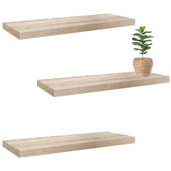 JESSAR - Set Of 3 Floating Wall Shelves, 31.5" X 9.25" X 1.5", Natural