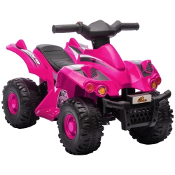 QABA 6V 4.5A Kids Atv Quad, 4 Wheeler Electric Toddler Car Ride On Toys With Mp3, Music, Tf Card Slot, Gift for Boys Girls Ages 2-6 Years In Pink