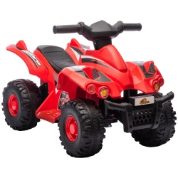 QABA 6V 4.5A Kids Atv Quad, 4 Wheeler Electric Toddler Car Ride On Toys With Mp3, Music, Tf Card Slot, Gift for Boys Girls Ages 2-6 Years In Red
