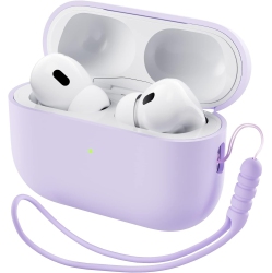 ORNARTO for Airpods Pro 2 Case (2022), Protective Liquid Silicone Case Cover for Airpods Pro 2Nd Generation \w Lanyard Soft Skin Front Led Visible