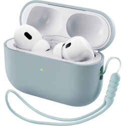 ORNARTO for Airpods Pro 2 Case (2022), Protective Liquid Silicone Case Cover for Airpods Pro 2Nd Generation \w Lanyard Soft Skin Front Led Visible