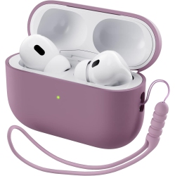 ORNARTO for Airpods Pro 2 Case (2022), Protective Liquid Silicone Case Cover for Airpods Pro 2Nd Generation \w Lanyard Soft Skin Front Led Visible