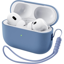 ORNARTO for Airpods Pro 2 Case (2022), Protective Liquid Silicone Case Cover for Airpods Pro 2Nd Generation \w Lanyard Soft Skin Front Led Visible