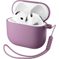 ORNARTO for Airpods 4Th Generation Case (2024), Protective Liquid Silicone Case Cover for Airpods 4Th Generation \w Lanyard Soft Skin Front Led