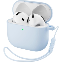 ORNARTO for Airpods 4Th Generation Case (2024), Protective Liquid Silicone Case Cover for Airpods 4Th Generation \w Lanyard Soft Skin Front Led