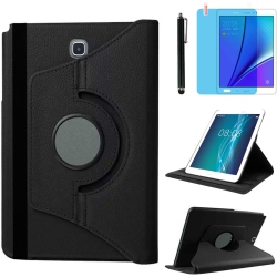 ZAMA Rotating Case for Samsung Galaxy Tab A 8.0" T350 T355, 360 Degree Stand [Auto Sleep/wake] Flip Leather Smart Tablet Cover (Black)