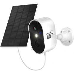 AOSU 2K Security Camera Wireless Outdoor, Solar Powered Security Camera With Spotlight (White)