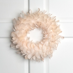 NORTHLIGHT Glittered Feathers Christmas Wreath - 14.5" - Unlit - In Peach