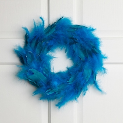 NORTHLIGHT Two-Tone Feathers Glittered Christmas Wreath - 14.5" - Unlit - In Turquoise